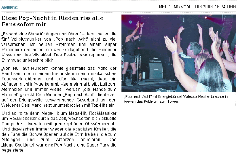 Diese Pop-Nacht in Rieden riss alle Fans sofort mit