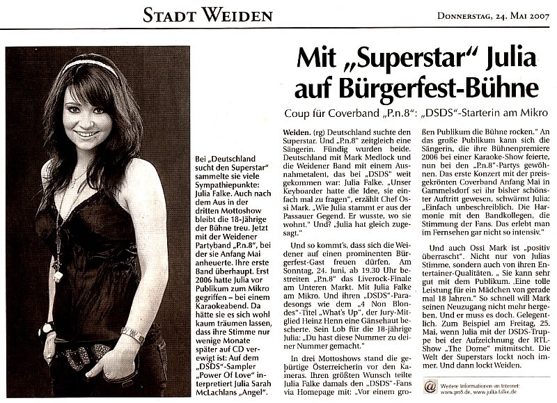 Mit &quot;Superstar&quot; Julia auf Bürgerfest-Bühne